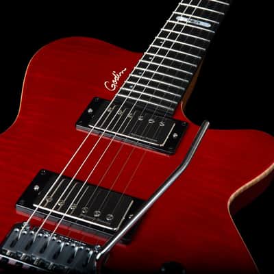 Godin (047604) DS-1 Daryl Stuermer Signature Electric Guitar - Translucent Red Flame (Demo Unit) image 5