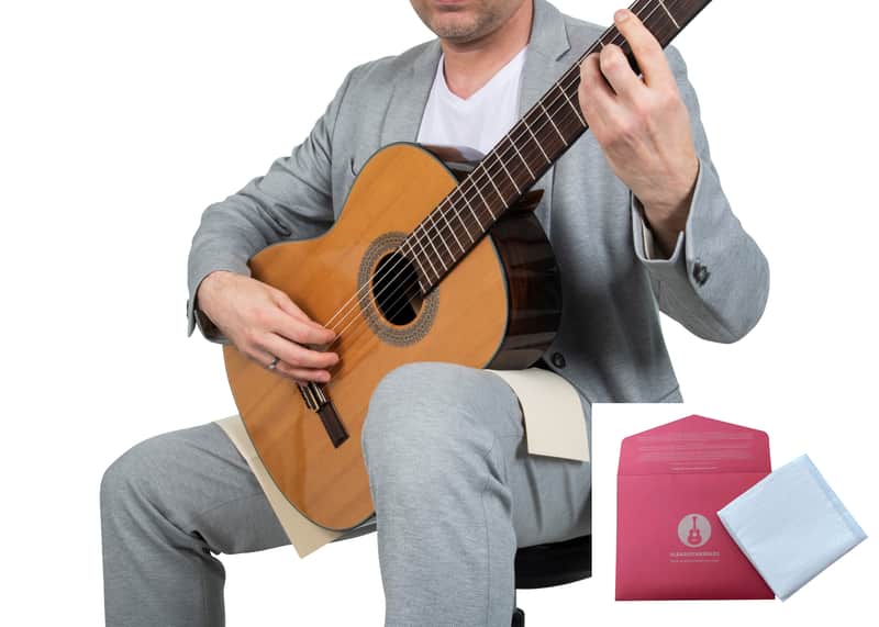 ALBA GUITAR GRASP ANTI-SLIP BAND for Classical guitar,Neoprene band, 2pc, L size, Beige image 1