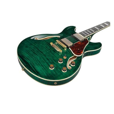 Ibanez AS93FM AS Series Artcore Expressionist Semi-Hollow Electric Guitar - Transparent Moss Green image 4