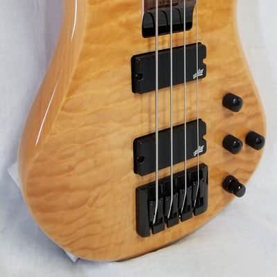 Zon Sonus Standard 4 Maple With Quilt Maple Top Electric Bass Gloss Trans Finish, Black Hardware image 3