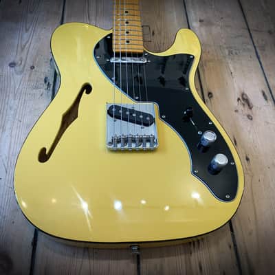 2019 Fender USA Britt Daniel Tele® Thinline Amarillo Gold & hard shell case image 5