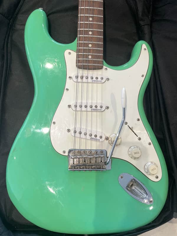 Vintage V6 Stratocaster Electric Guitar Green Wilkinson Pickups + Gig Bag image 1