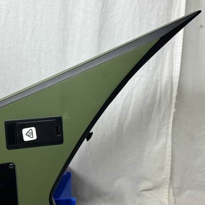 Jackson X Series RRX24 rrx 24 Randy Rhoads Flying V Guitar with Reverse Inlays + Reverse Headstock 2022 - Matte Army Drab with Black Bevels image 11