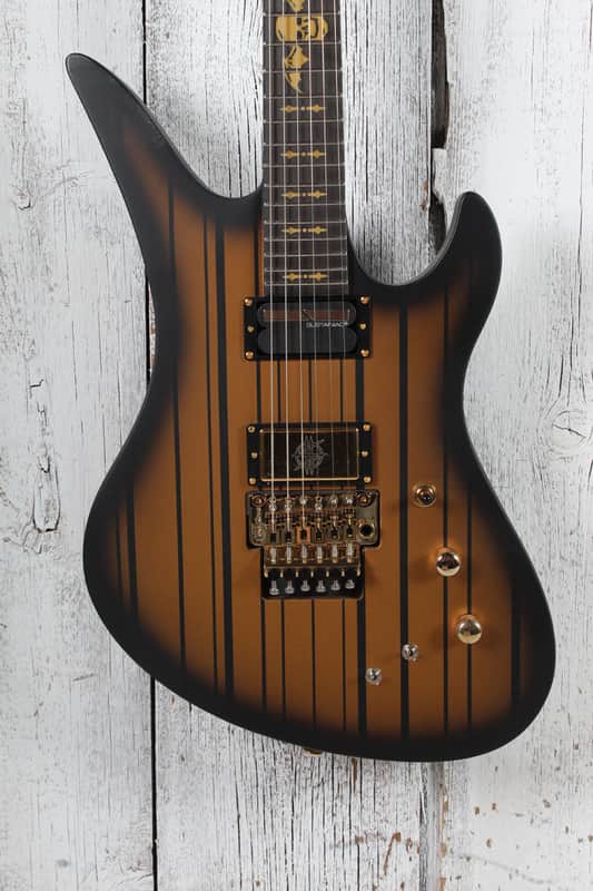 Schecter Synyster Gates Custom-S Electric Guitar Satin Gold Burst Finish image 1
