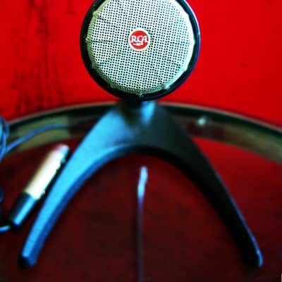 Vintage RARE 1960's RCA SK-30 dynamic microphone dark blue Low Z w Atlas stand & cable image 4