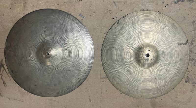 Istanbul K Zildjian 14" Hi Hats 1959-1966, intermediate stamp - B20 bronze image 1