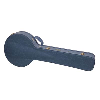Crossrock Relief Series Banjo Case for 5-String Resonator | Carved Smoke Blue Finish, Monochrome Blue Velvet Interior, Lock – Premium Wooden Hardshell image 5