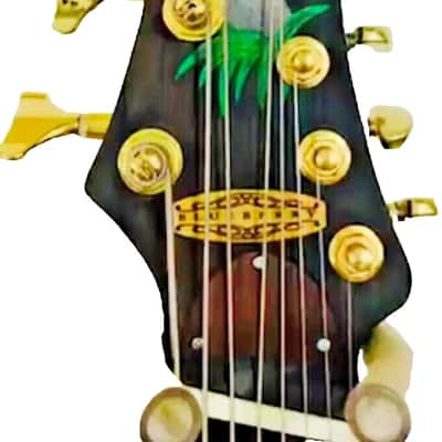8 String Fanned Fret Electric Guitar Handmade by Blueberry Guitars Elephant Motif image 1