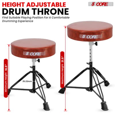 5 Core Drum Throne 3" Padded Drum Seat Height Adjustable Drumming Chair for Practice and Performance image 3