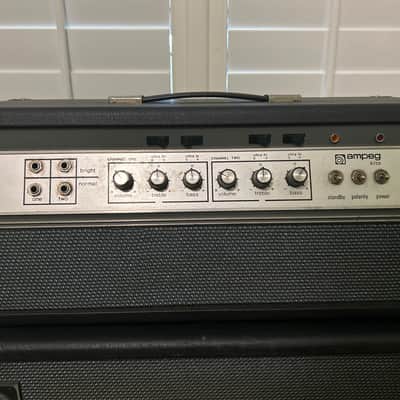Ampeg B-25B 55-Watt 2x15" Bass Amp Half Stack 1969 - 1980 - Black image 2
