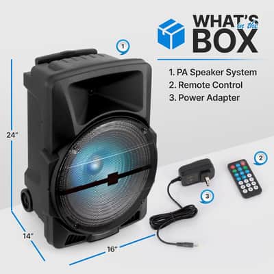 Wireless Portable PA Speaker System -1200W High Powered Bluetooth Compatible Indoor&Outdoor DJ Sound Stereo Loudspeaker wITH USB MP3 AUX 3.5mm Input, Flashing Party Light & FM Radio image 2