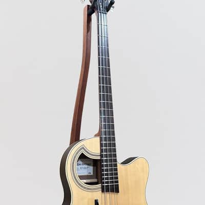 Warwick RockBass Alien Deluxe Hybrid Thinline 4 String Acoustic Electric Bass Guitar - Natural image 9