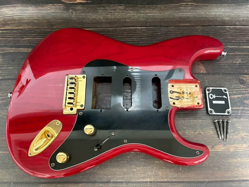 90s Charvel CST-060-SSH Stratocaster Body Ash See-throw Red/Plate Made in Japan image 1