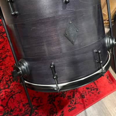 Battlefield Drum Company Custom 3pc Maple Kit 2014 - Black Satin Stain w/ Gloss Stripe image 3