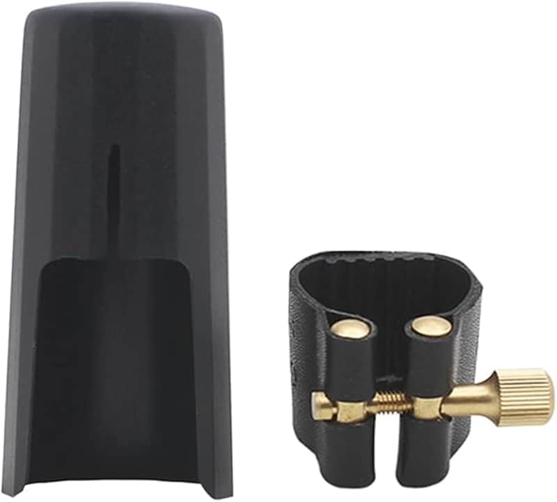 PU Leather Alto Saxophone Ligature Clip Fastener with Saxophone Mouthpiece Plastic Cap For Alto Sax Saxophone image 1
