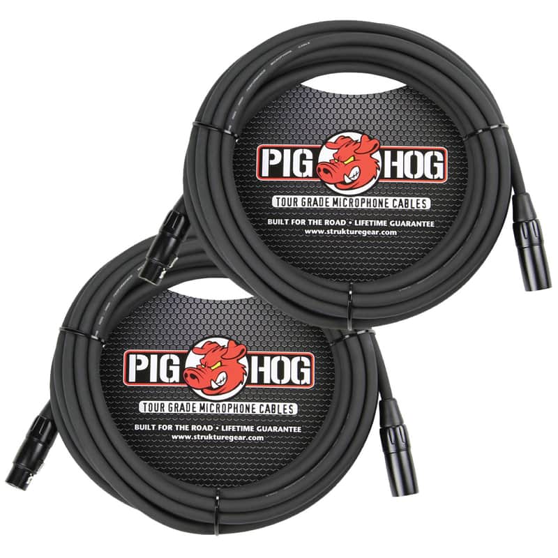 2 Pack Pig Hog PHM30 XLR High Performance 8mm Microphone 30 Foot Ft Mic Cable Lifetime Warranty! image 1