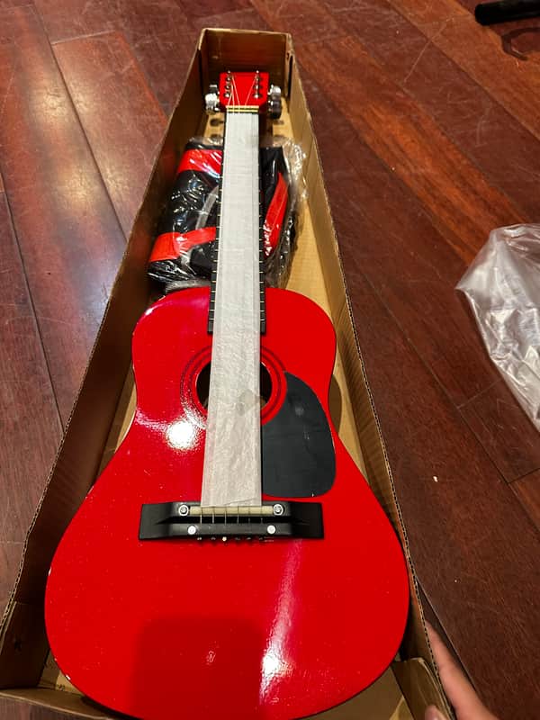 Lauren LAPKMRD 30" Beginner Student Acoustic Guitar Package with Tuner, Picks, Gig Bag 2010s - Metallic Red image 1