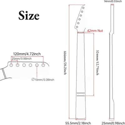 Strat Guitar Neck 22 Fret, Canadian Maple Electric Guitar Neck with Rosewood Fingerboard for ST Style Guitar Parts Replacement (For Right Hand) image 7
