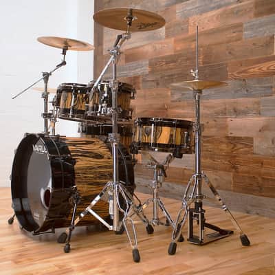 VARUS CUSTOM DELUXE 5 PIECE DRUM KIT, MAHOGANY SHELLS, ROYAL EBONY VENEER image 7