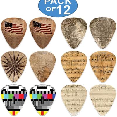 Vintage Guitar Picks (12-Pack) - Premium Music Gifts & Guitar Accessories for Husband Dad Boys Son Men Him Boyfriend Musician Gift – Medium Gauge Celluloid – Best Dad Gifts image 2