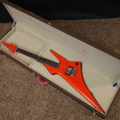 Video! 1980s Hondo H-1 Death Dagger Neon Orange Refinish w/ Original Hardshell Case image 1
