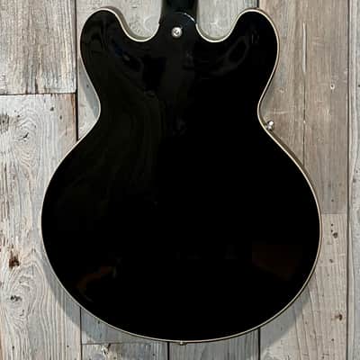 Sweet Lefty! 2021 Gibson ES-335 Dot Semi-Hollow Electric Guitar Custom Black Ebony w/ Racing Stripes + OHSC image 6