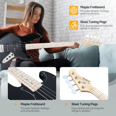Glarry GJazz Electric Bass Guitar w/20W Amplifier Black image 5
