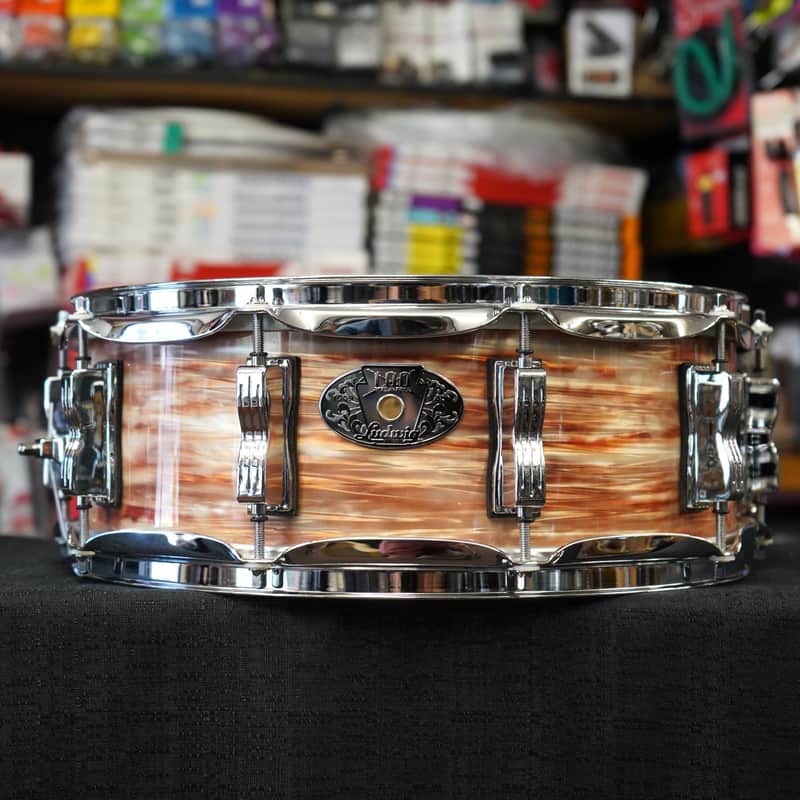 Ludwig USA Classic Maple LS-401-XXPO 100th Anniversary 1964 Jazz Festival Reissue 5x14 Snare Drum - Pre-Aged Pink Oyster Pearl image 1