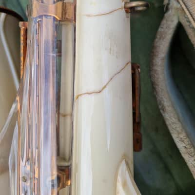 Grafton Acrylic and Metal Alto Saxophone 1950s - Cream and Brass image 4
