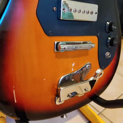 Taiwan made1970s Harmony 1401 Sunburst color electric guitar tremolo bridge p90 single coil image 11