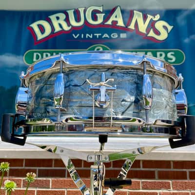 1960s Camco Oaklawn 5x14 Tuxedo Snare Drum Sky Blue Pearl 4 Ply image 3