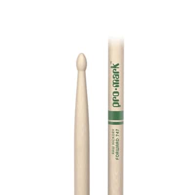 Pair of Promark Forward 747 Raw Hickory Wood Tip Drumsticks- TXR747W Drum Sticks image 3