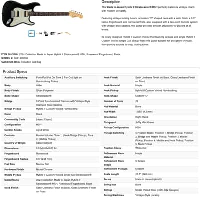 Fender 2024 Collection, Made in Japan Hybrid II Stratocaster Strat HSH - Black image 23