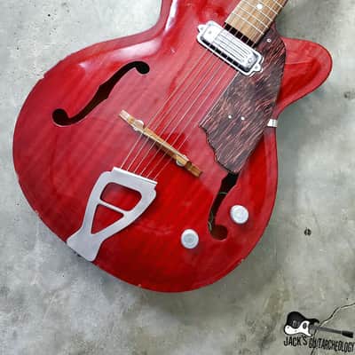 RARE Julio Giulietti  Model A2 Italian Semi-Hollow Jazzbox Electric Guitar w/ OHSC! (1962, Cherry) image 12