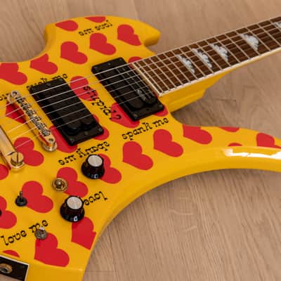 Burny Mockingbird MG-145S HY Hide X Electric Guitar Yellow Heart w/ Sustainer, Japan Fernandes image 6