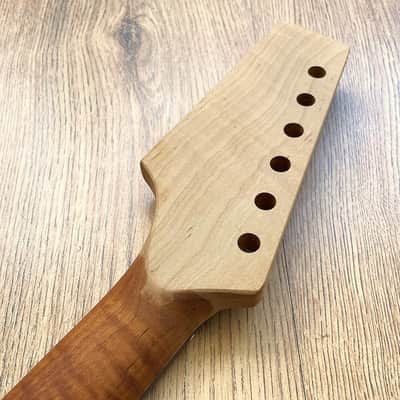 Stratocaster Compatible Pro Roasted Flame Maple and Rosewood Guitar Neck Unfinished Paddle Headstock image 8