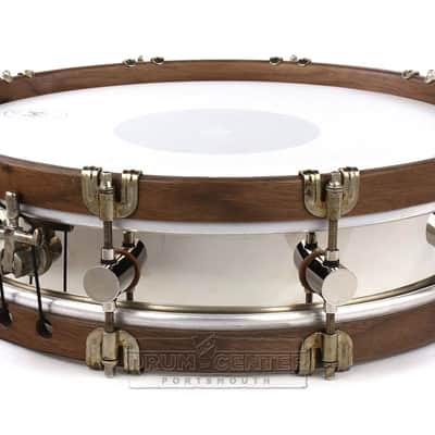 A&F Limited Edition Nickel Over Brass Snare Drum 15x3.5 w/ Walnut Hoops image 5