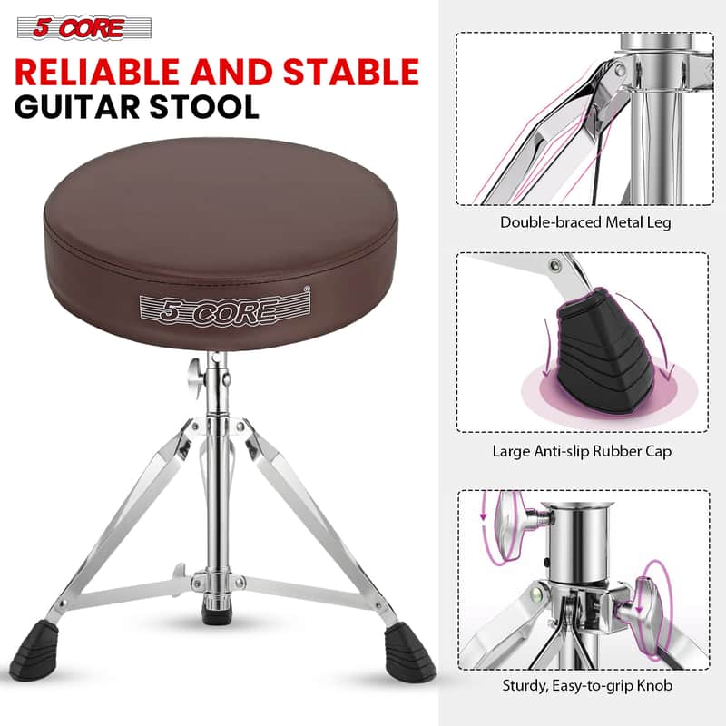 5 Core Drum Throne 3" Padded Drum Seat Height Adjustable Drumming Chair for Practice and Performance image 1