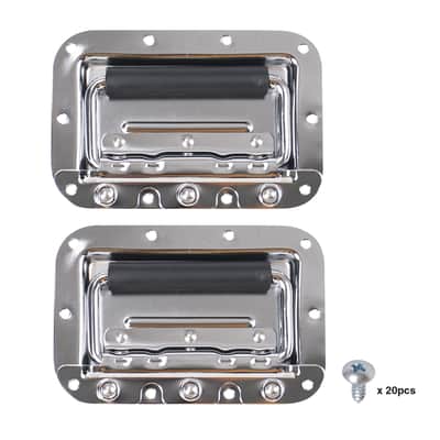 ST-RHW-22 | 2 Pack Spring Loaded Case Handles, Stainless Recessed Handles with Rubber Grip and Steel Retainer Plate, for Rack Case, Chest, PA Speaker Cabinet, Chromed image 1