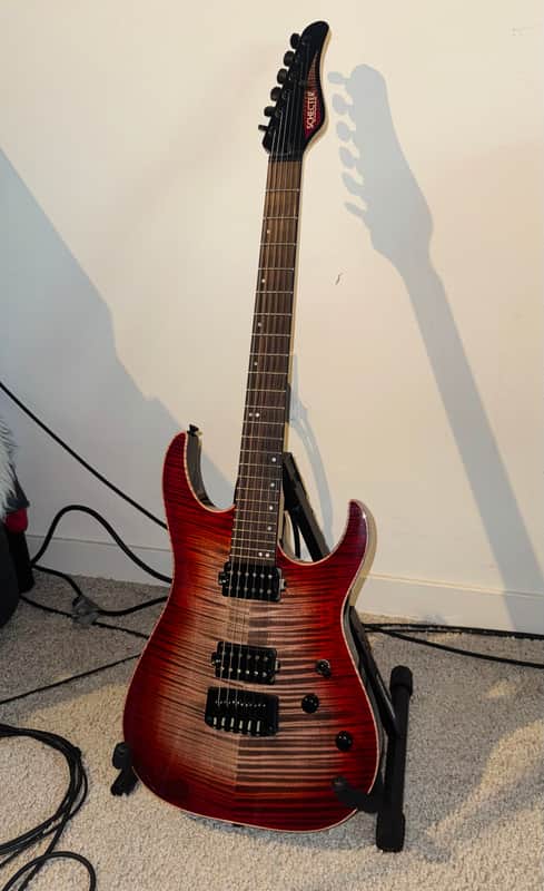 Schecter Sunset 24 Hipshot USA Custom 2021 - Red Stain/Black Burst image 1