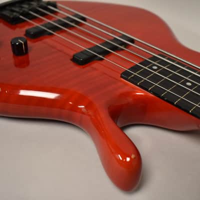 1990 Pedulla MVP-5 Bass Fretless Conversion 5-String Red w/HSC image 9
