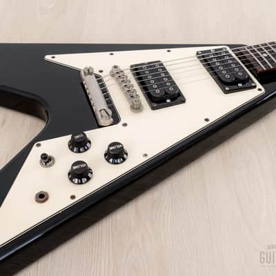 1990 Greco FV-650 Flying V Vintage Guitar Black, Japan Fujigen image 6