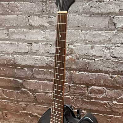 Vintage Teisco May Queen Electric Guitar - Black w/ F-Hole - Rare image 4