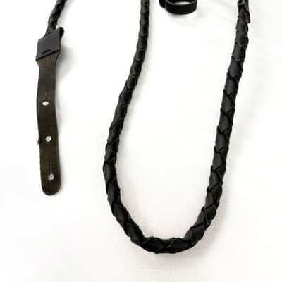 Black Braided Leather Mandolin Strap - FIRE SALE image 1
