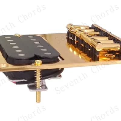 Gold Vintage Tele Style Guitar Bridge with Humbucker Pickup image 5