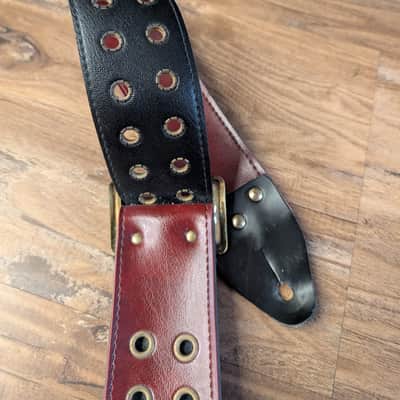 Unbranded Vintage Studded Guitar Strap 2" 1980s Red Cool Strap! image 8