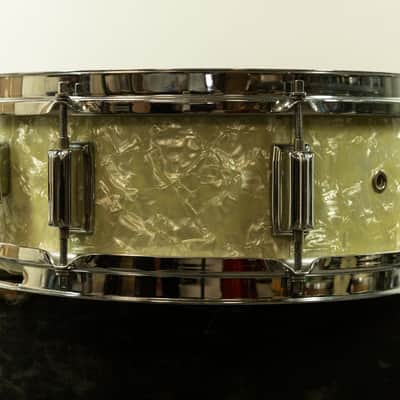 1960s Rogers 5x14 White Marine Pearl Tower Snare Drum image 4
