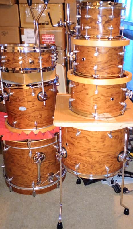 MARTIAL PERCUSSION BUBINGA/MAPLE/BUBINGA 7 PC. DRUM KIT SHELL PACK - FREE SHIP TO C-USA! image 1