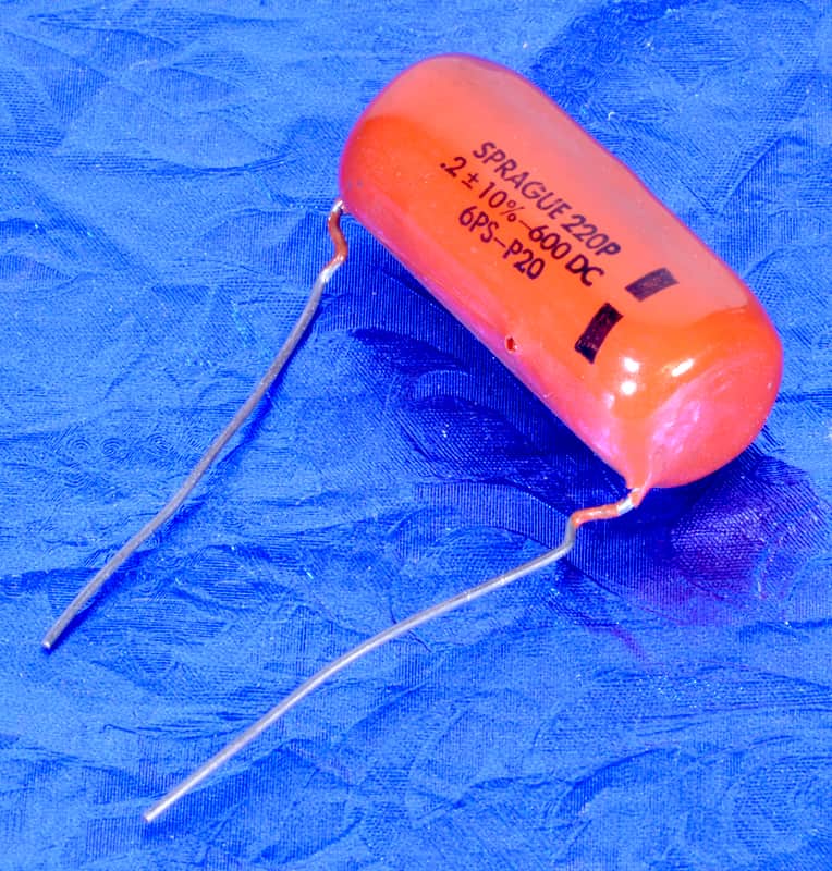 Sprague 220P Orange Drop .2uF 600VDC 6PS Mylar Film & Foil Signal Capacitor For Boutique Guitar Amps image 1