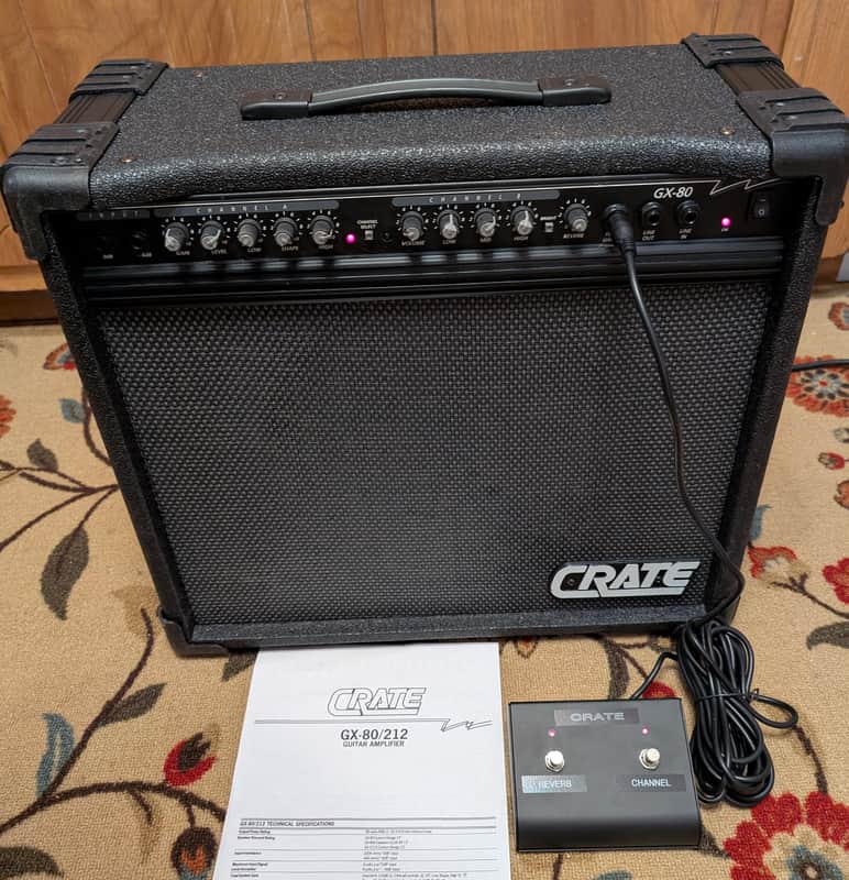 CRATE GX-80 80 Watt Guitar amp MADE IN USA ca 1995, Black Tolex, 2 Ch, 12" Speaker, Spring Reverb, Foot Switch & User Manual - FULLY SERVICED - Works Excellently.  Sounds Amazing. image 1